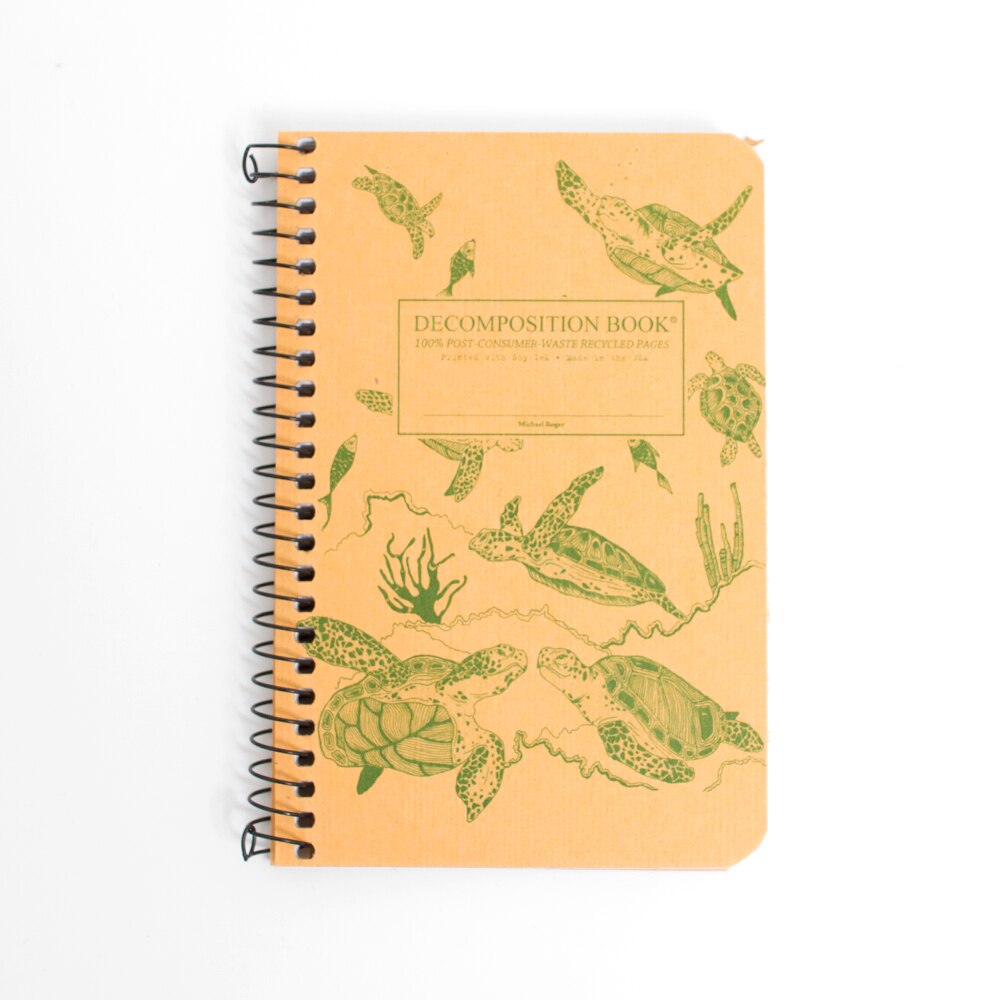 Michael Roger Press, Composition Book, Art & School, 4"x6", Decomp, Green Sea Turtles, 150891